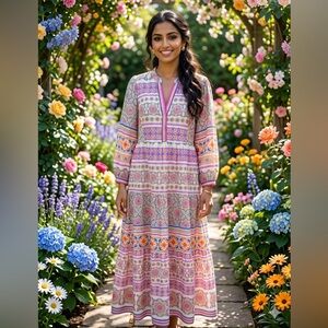 HALE BOB  Elspeth Voile Maxi Dress - Pink size large